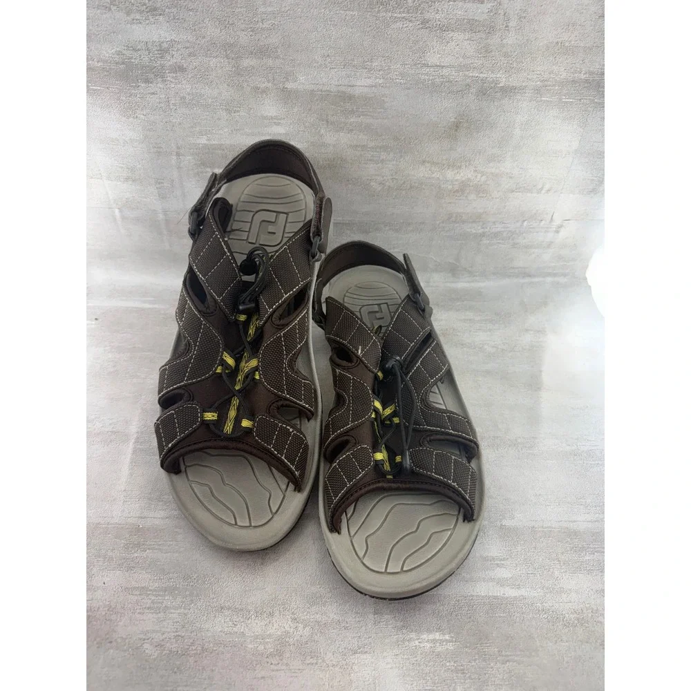 FootJoy Golf Sandals 45697 Men Brown Spiked Open Toe Adjustable Strap Sz 12M